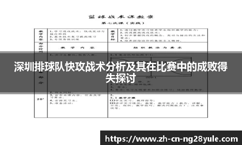 深圳排球队快攻战术分析及其在比赛中的成败得失探讨